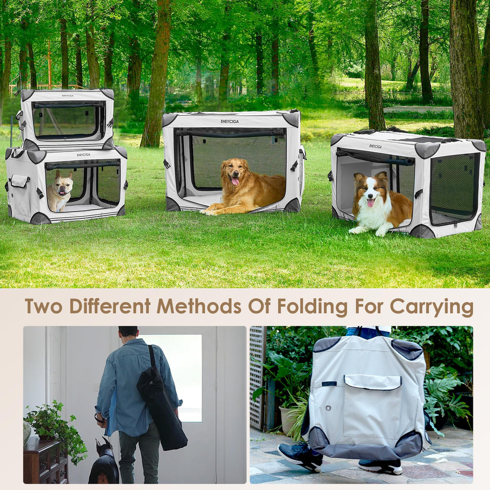 EHEYCIGA collapsible dog crate 36in auto-lock buckle for secure setup