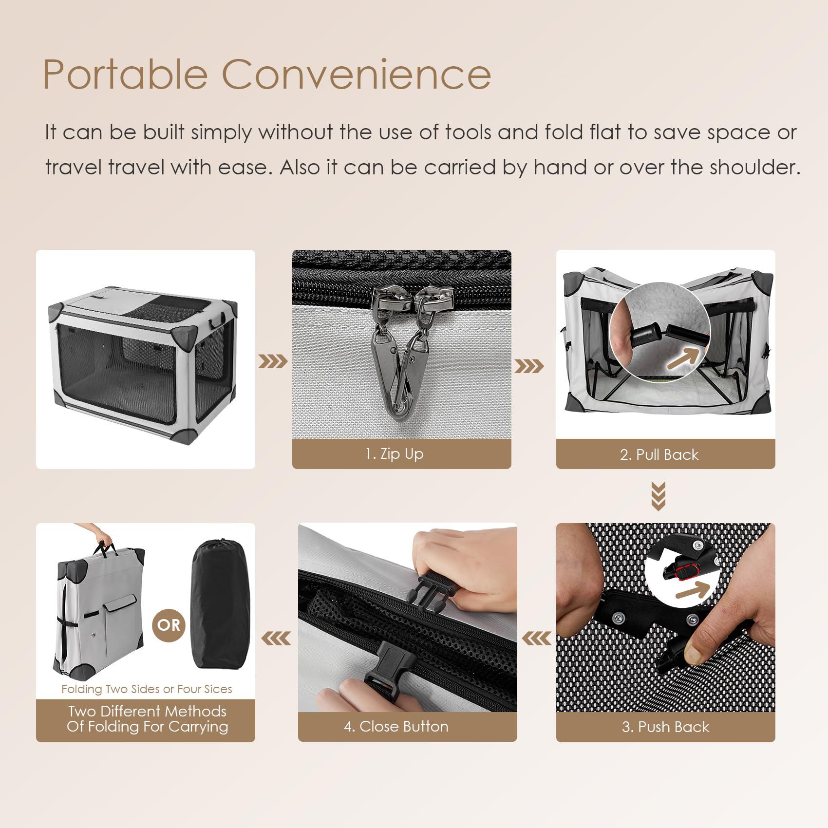 EHEYCIGA collapsible dog crate 36in travel-ready with portable design for car trips