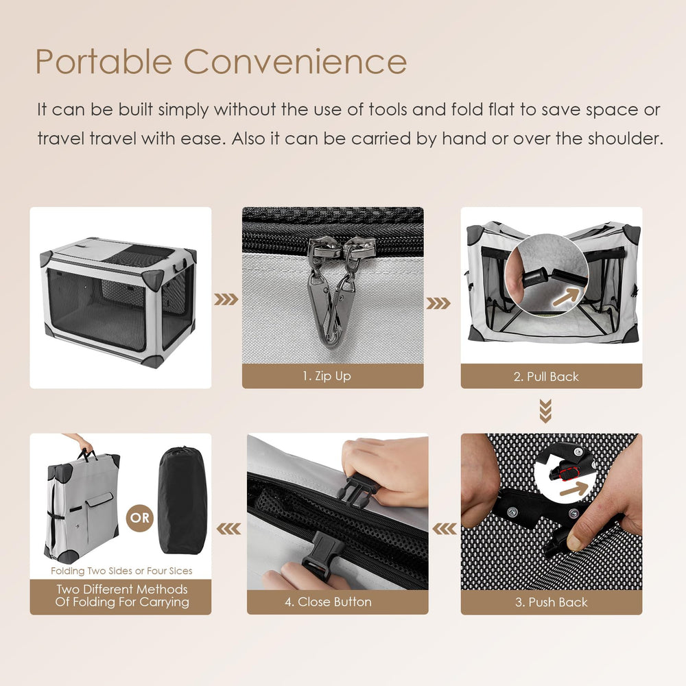 EHEYCIGA collapsible dog crate 36in travel-ready with portable design for car trips