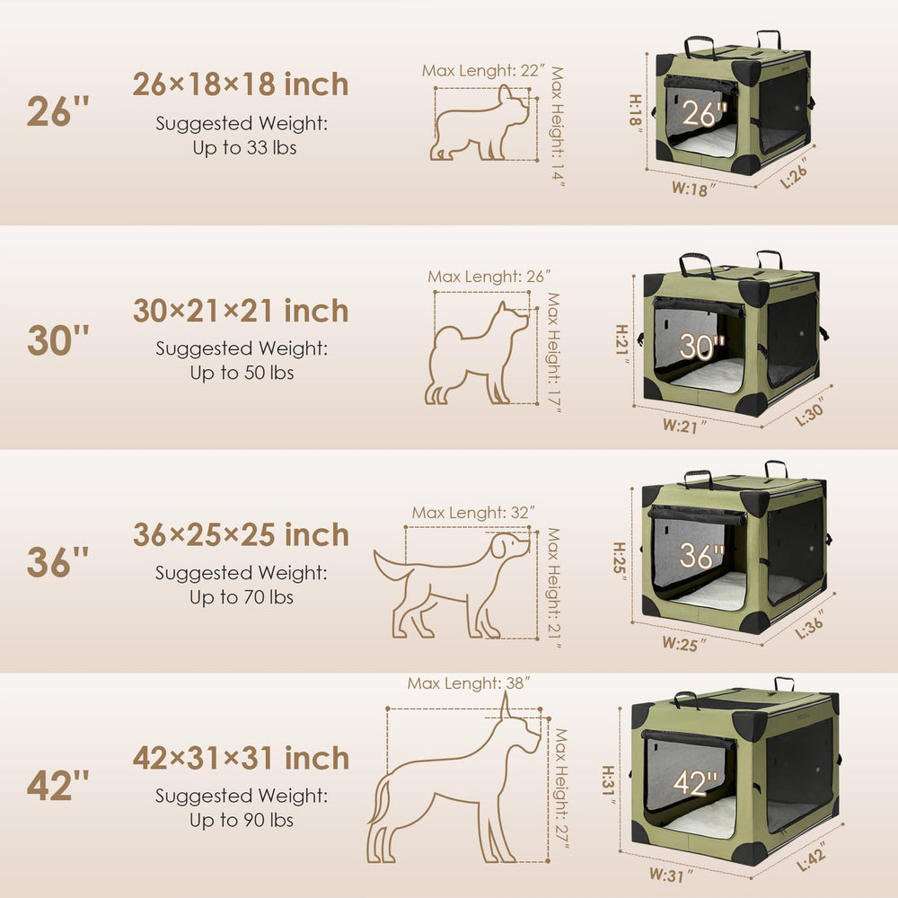 EHEYCIGA collapsible dog crate with four-door mesh windows delivers clear visibility and airflow.