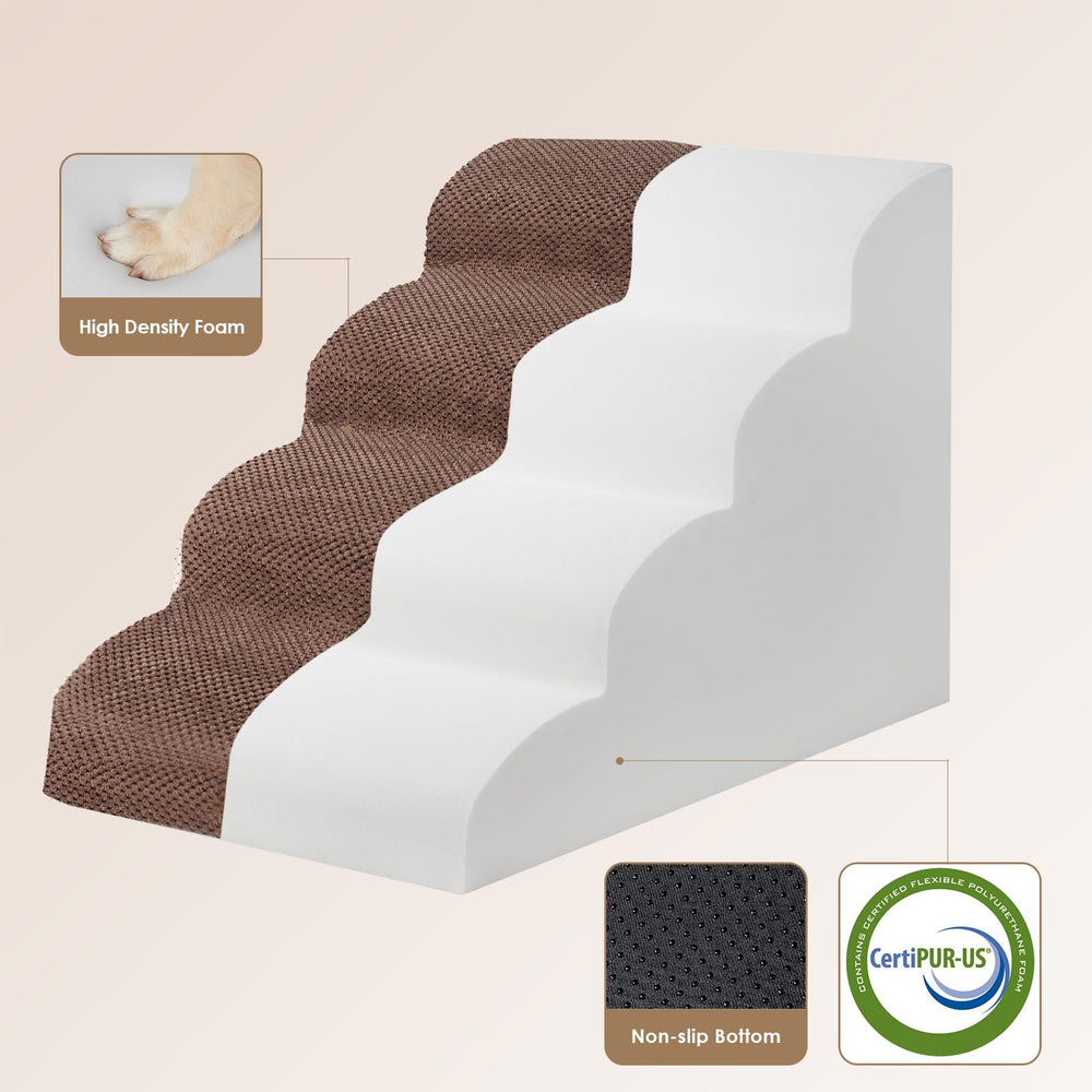 EHEYCIGA curved dog stairs 4-step image shows compact height and steps.