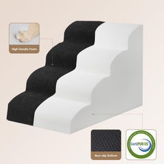EHEYCIGA curved dog stairs 4-step front view showing sturdy non-slip ramp
