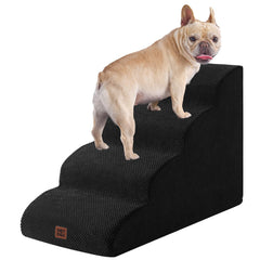 EHEYCIGA curved dog stairs 4-step side view for safe bed access