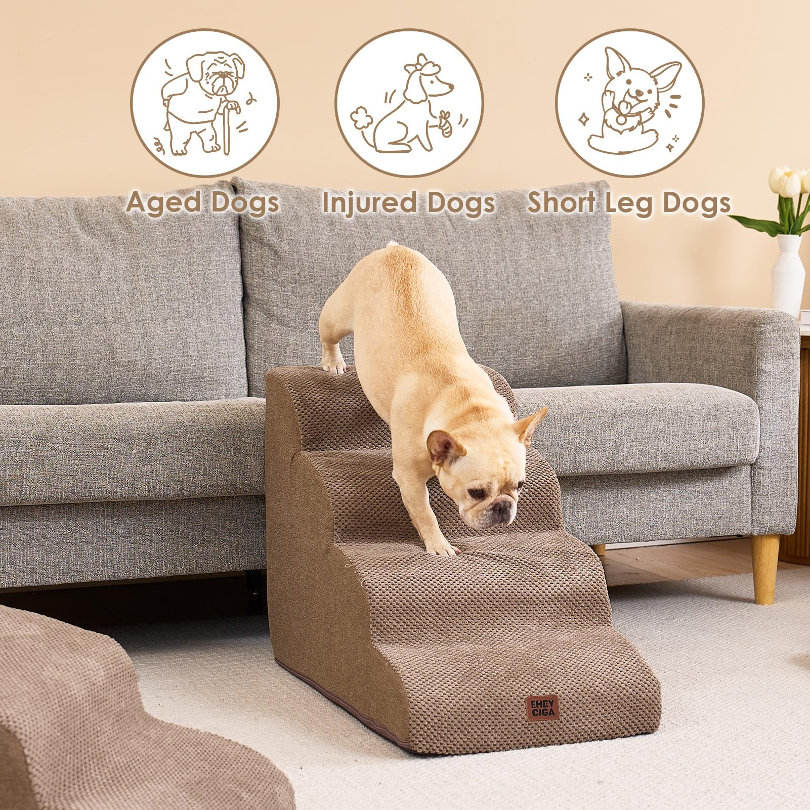 EHEYCIGA curved dog stairs bed-edge use for easy bed access.