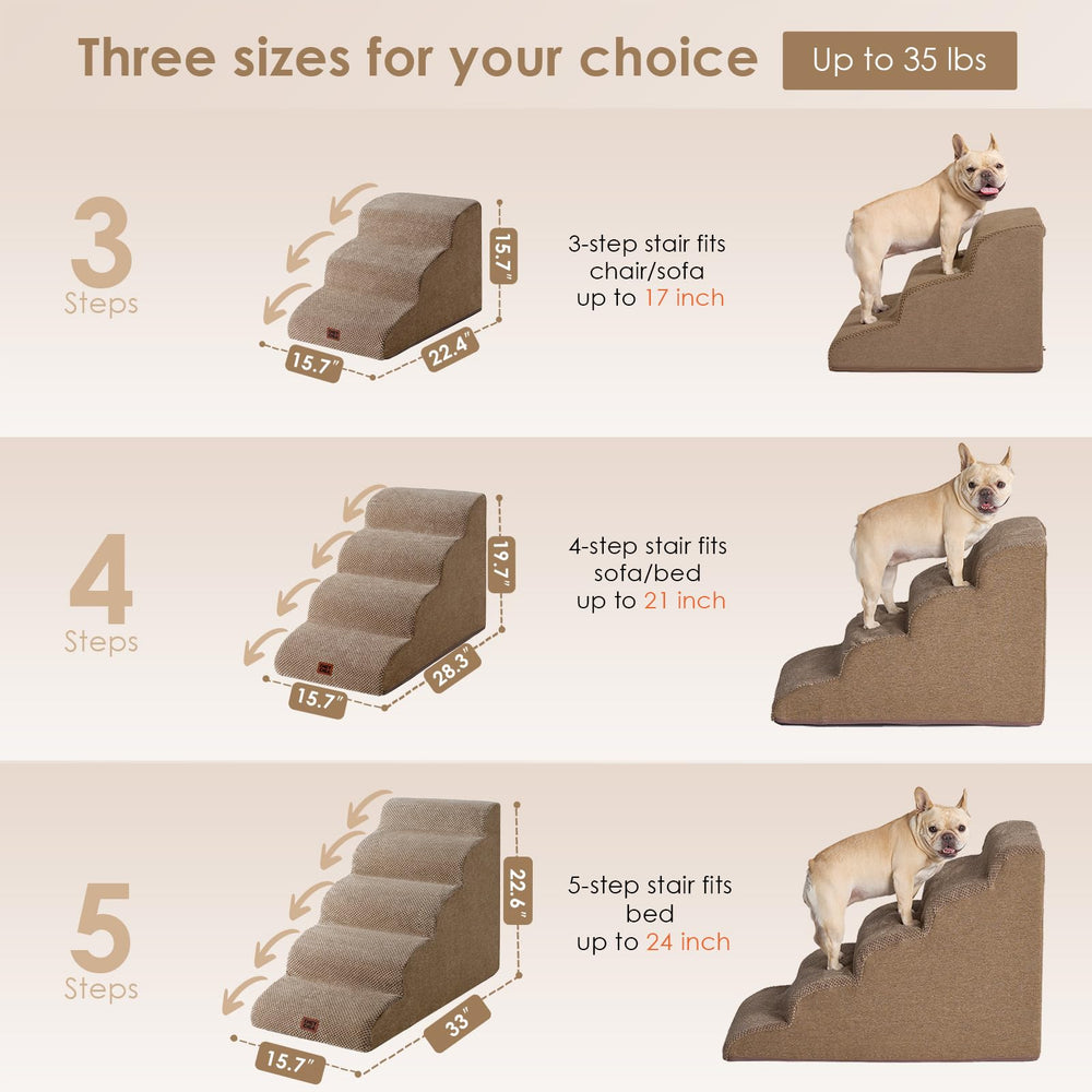 EHEYCIGA curved dog stairs bottom non-slip base ensures steady climbs.