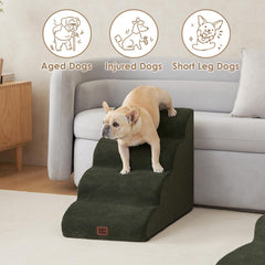 EHEYCIGA curved dog stairs close-up of bonded fleece cover enables quick cleaning