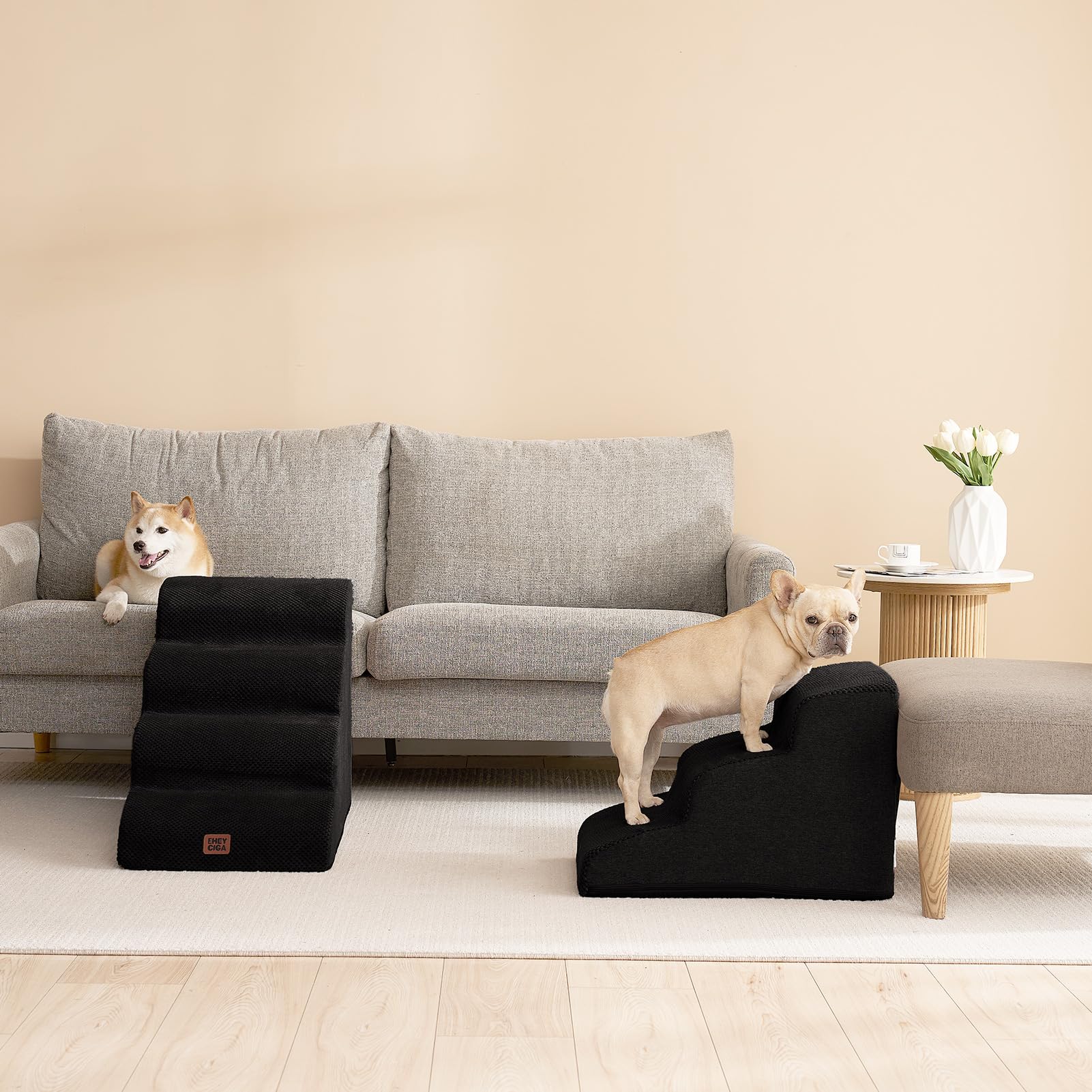 EHEYCIGA curved dog stairs compact storage concept