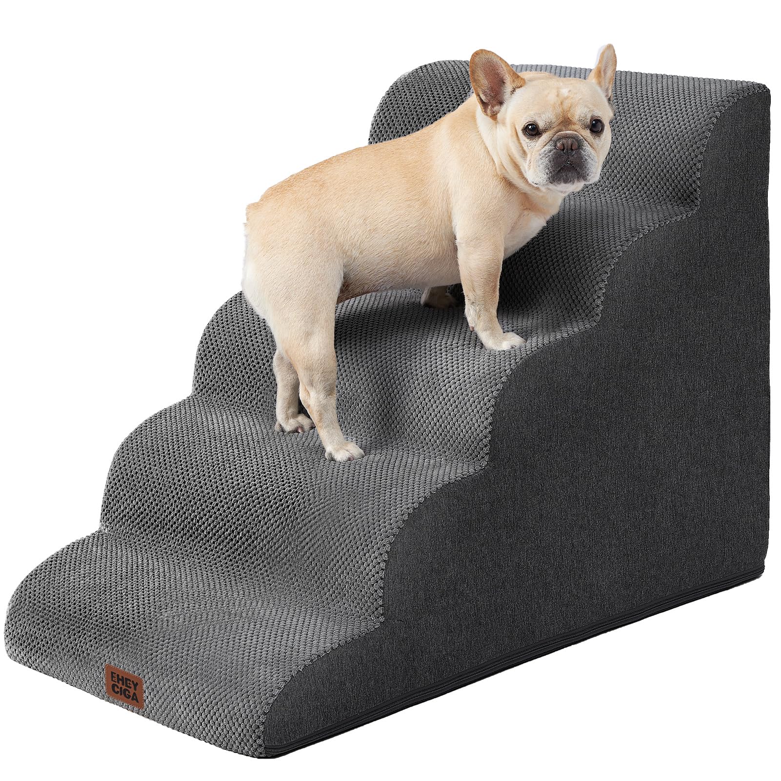 EHEYCIGA curved dog stairs edge-fit design reduces strain for small pets.