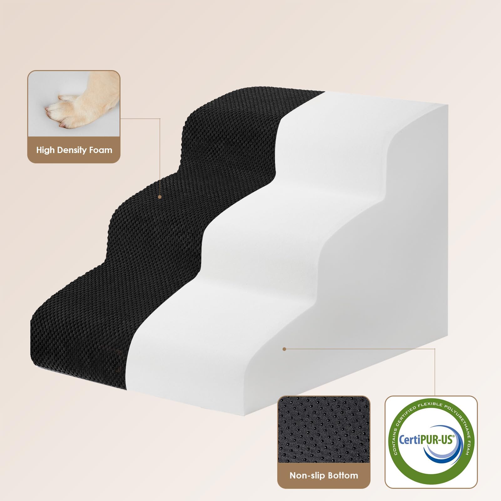 EHEYCIGA curved dog stairs with dense 33D foam for stable support