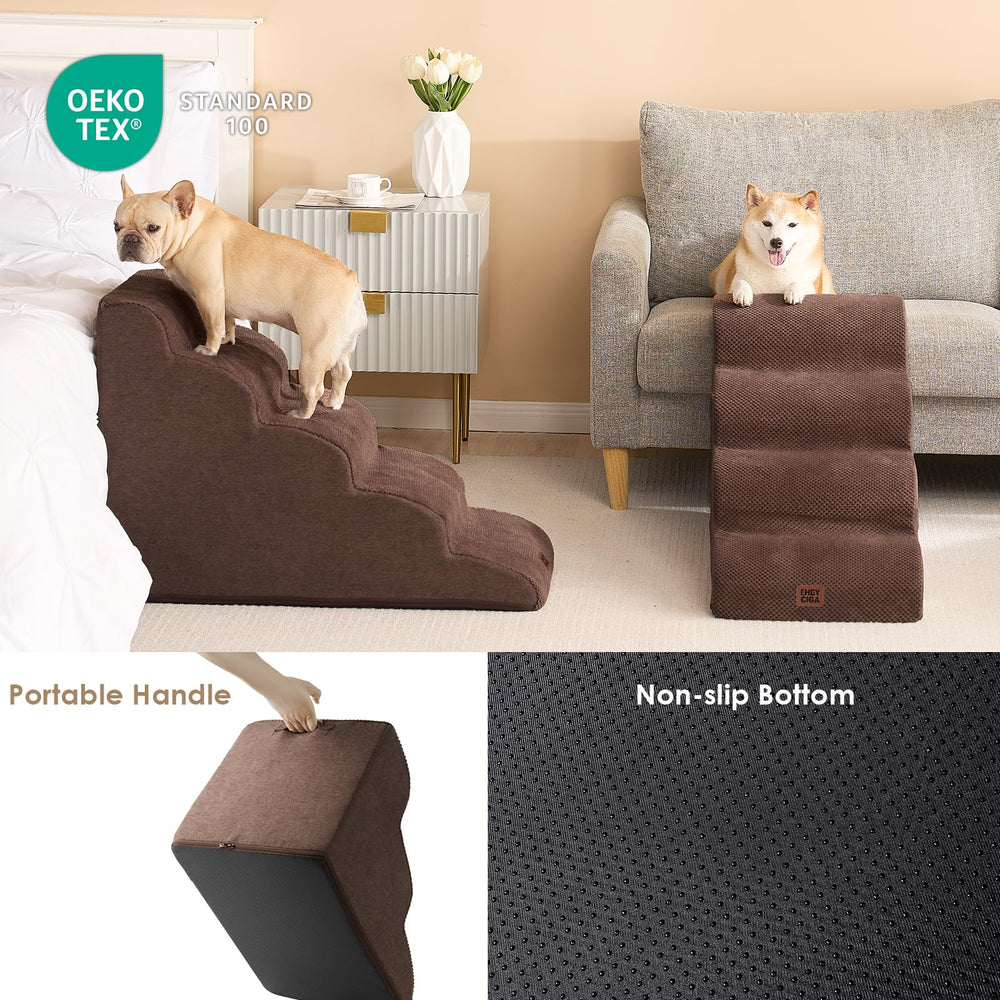 EHEYCIGA curved dog stairs foam-detail reveals supportive interior for stepping.