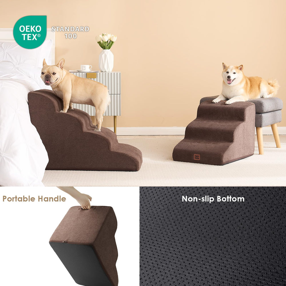EHEYCIGA curved-dog-stairs foam closeup showing compact design for small spaces