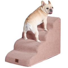 EHEYCIGA curved dog stairs high-bed dusty pink design for safe pet climbs