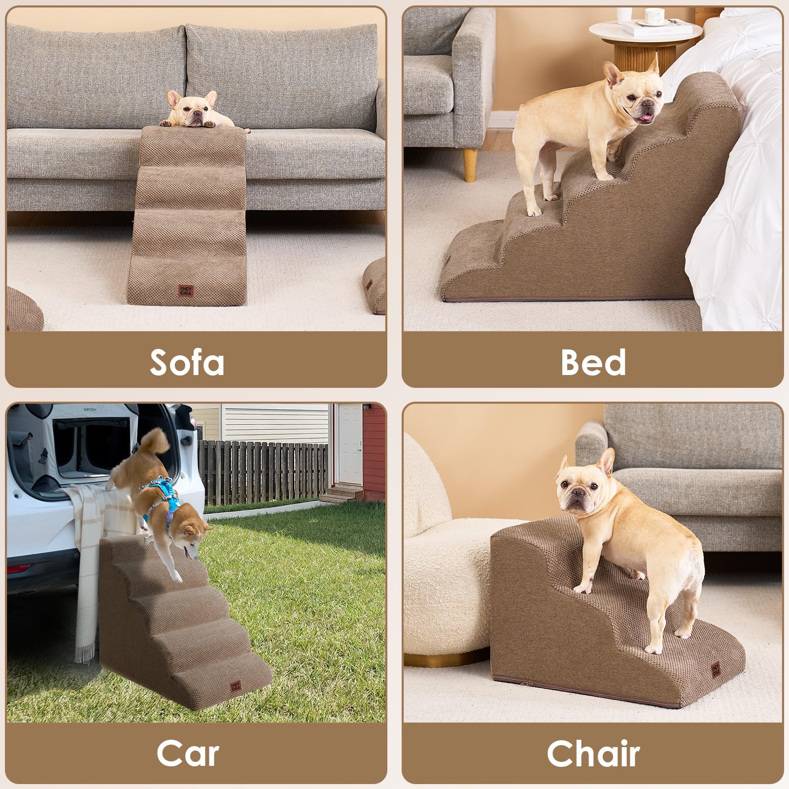EHEYCIGA curved dog stairs inner foam not washable but durable.