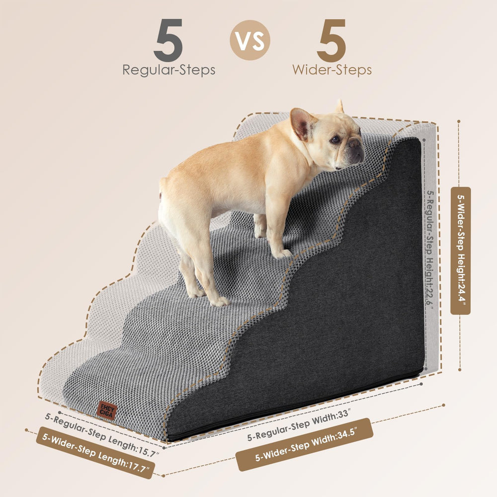 EHEYCIGA curved dog stairs low-angle slope supports gentle movement.