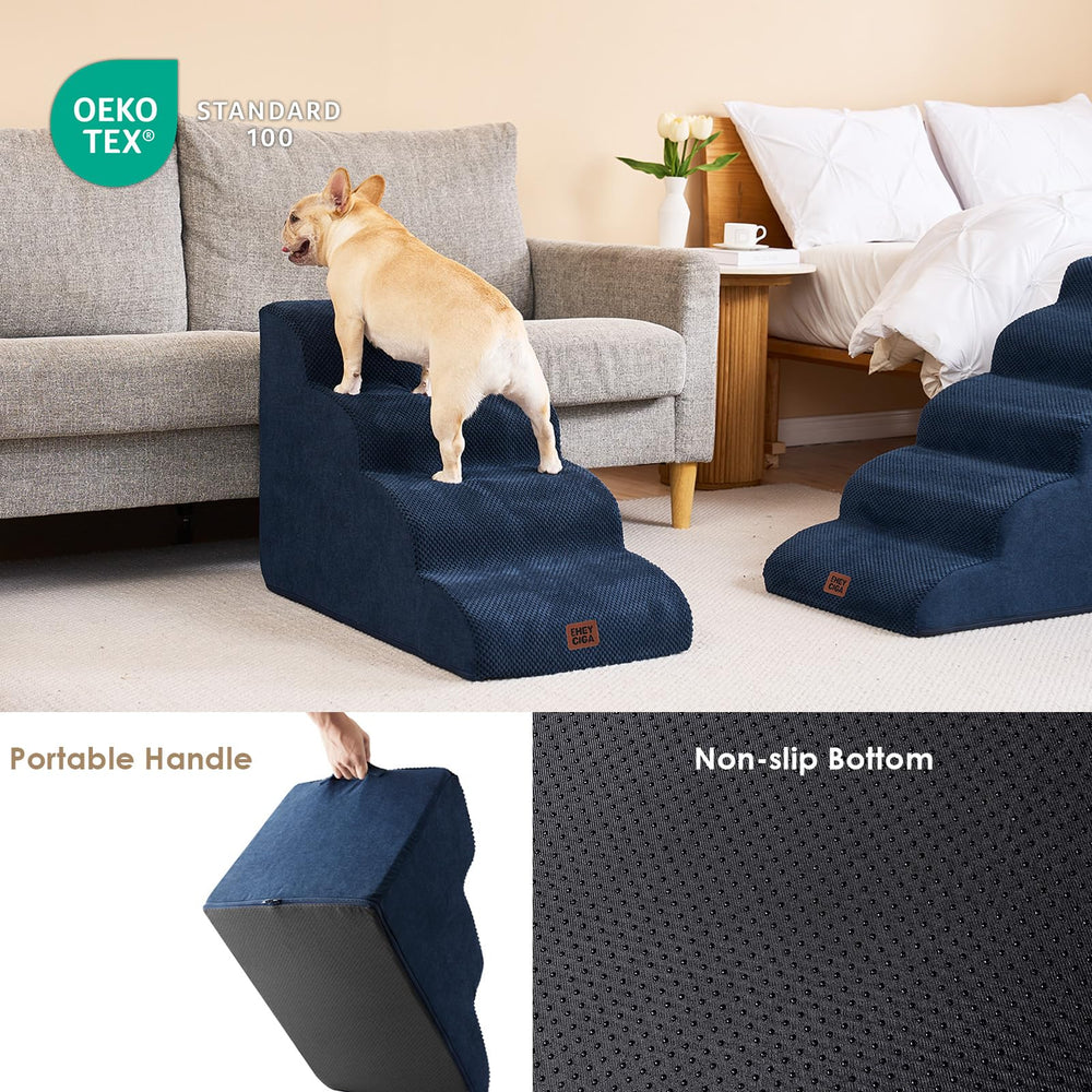 EHEYCIGA curved dog stairs navy washable cover, easy cleaning