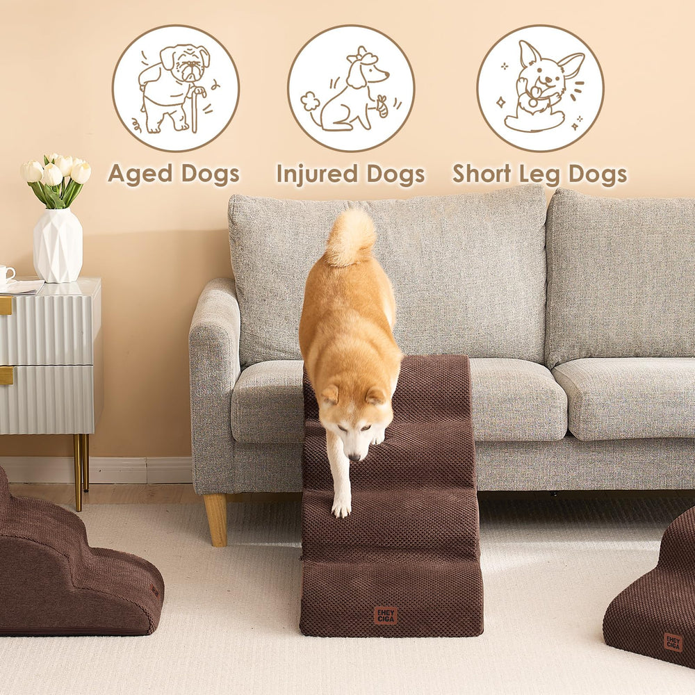EHEYCIGA curved dog stairs non-slip surface ensures stable indoor footing.
