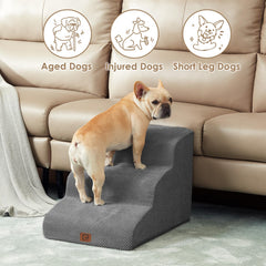 EHEYCIGA curved dog stairs on sofa demonstrates stable access to seating.