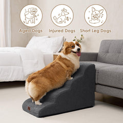 EHEYCIGA curved dog stairs removable cover simplifies cleaning via machine wash.