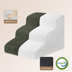 EHEYCIGA curved dog stairs side view demonstrates balanced non-slip design for secure climbs.