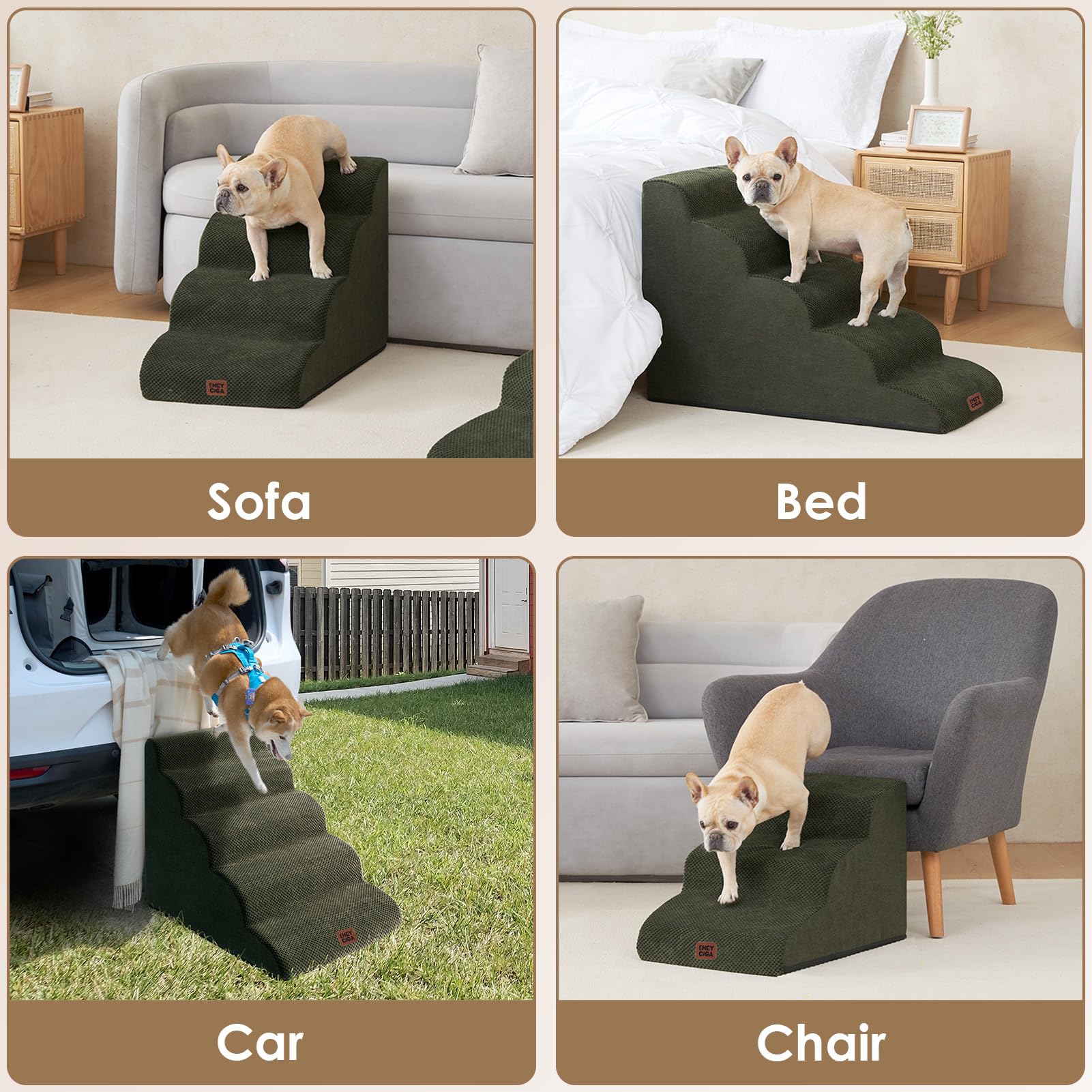 EHEYCIGA curved dog stairs bonded-fleece cover is removable for easy cleaning.