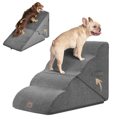 EHEYCIGA curved foldable dog stairs edge contact showing easy bed access for small pets