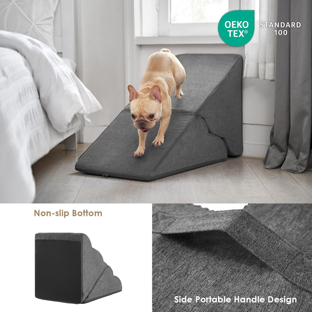 EHEYCIGA curved foldable dog stairs folded for compact storage