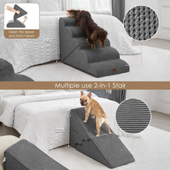 EHEYCIGA curved foldable dog stairs non-slip-surface provides secure footing during climbs