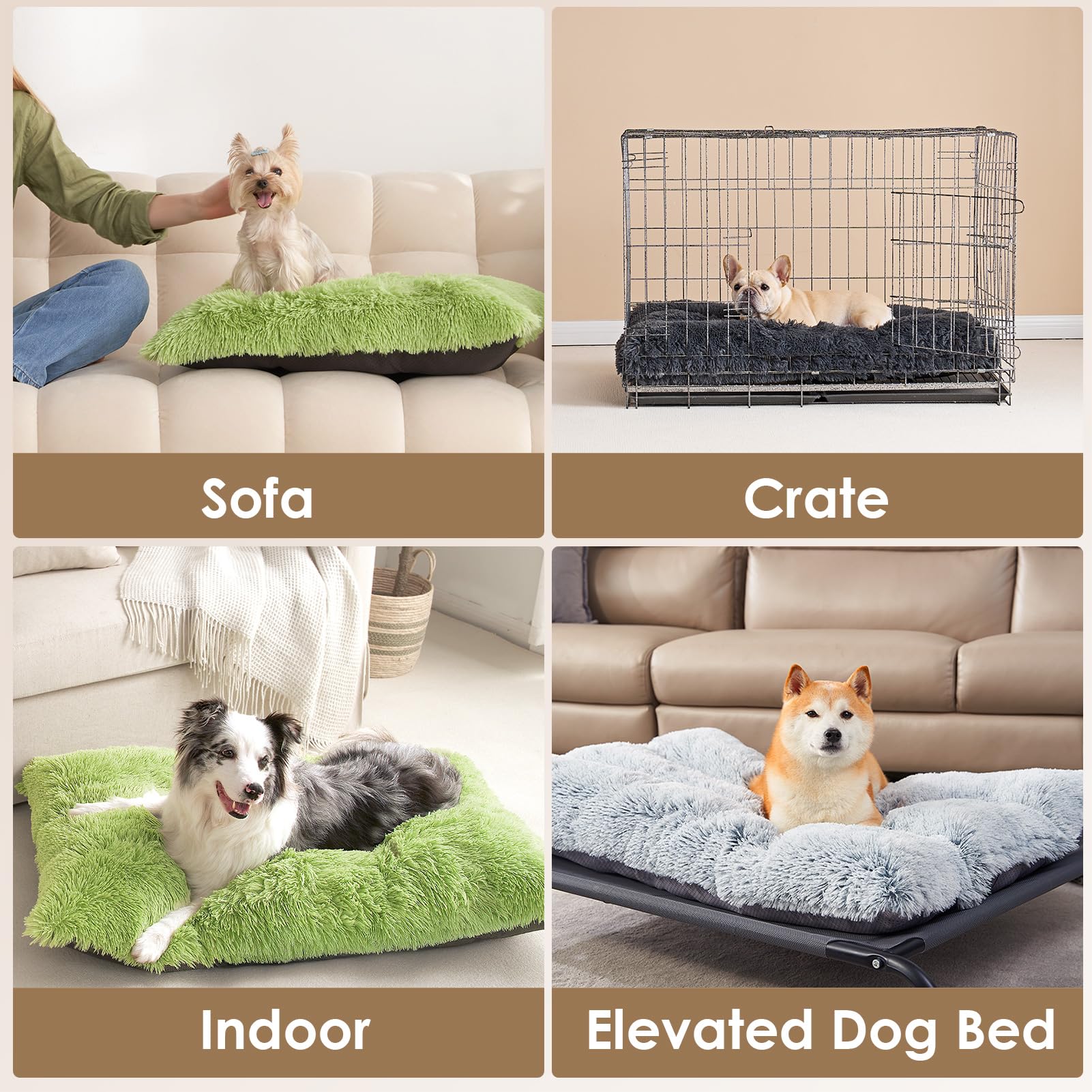 EHEYCIGA dog bed on floor for versatile crate or floor use