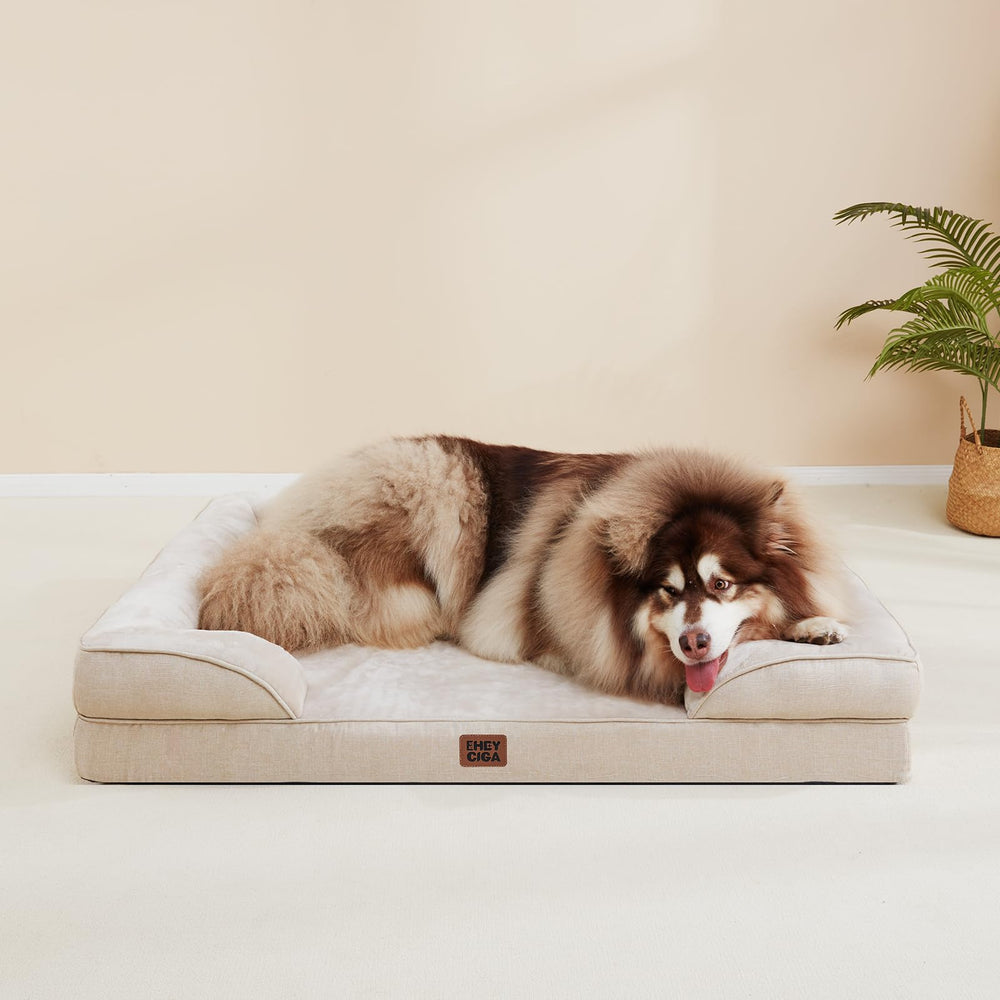 EHEYCIGA dog bed setup with a relaxed pet demonstrates comfort.