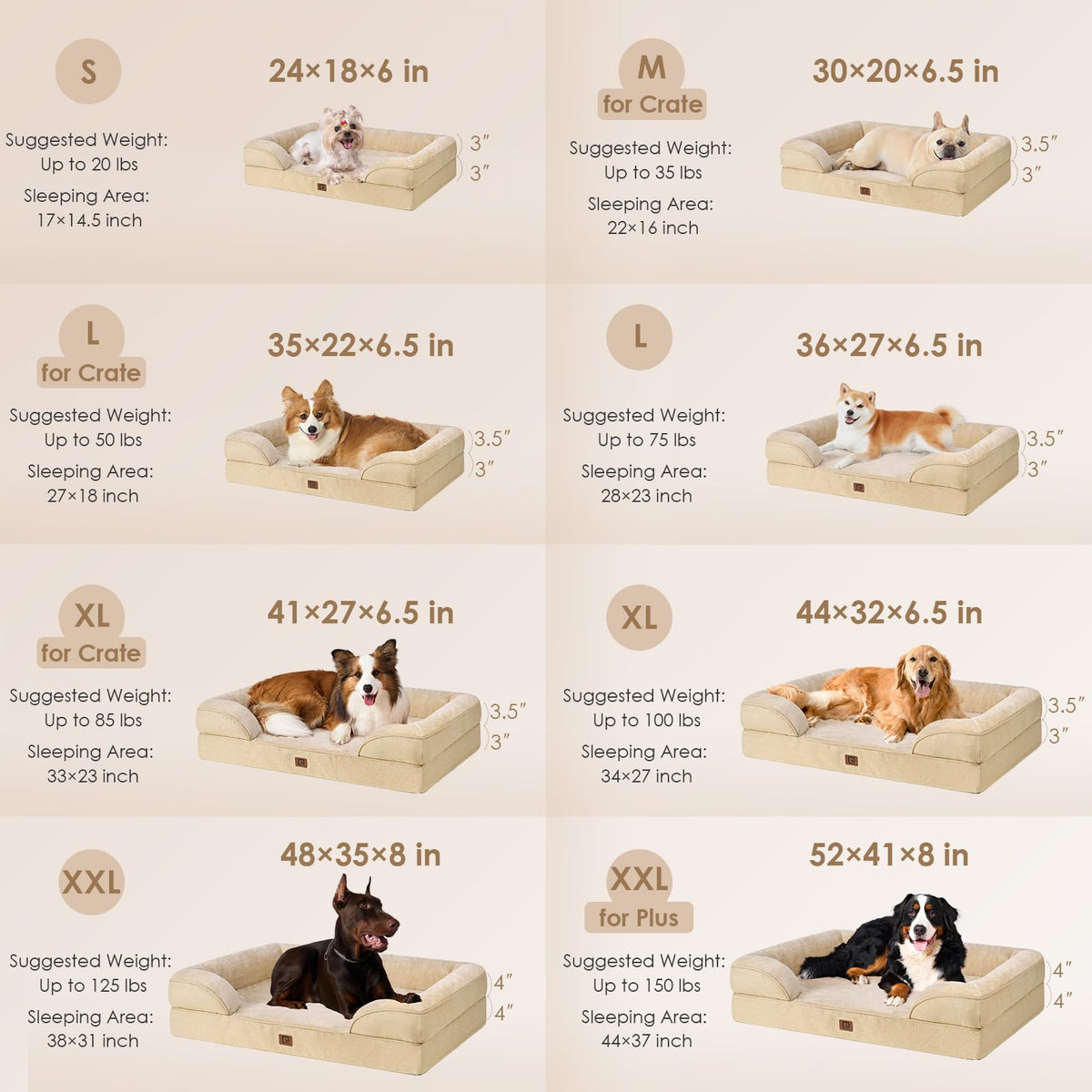 EHEYCIGA dog bed sides detail highlights plush bolsters for neck support.