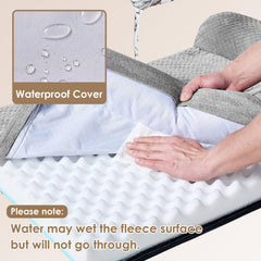 EHEYCIGA bed showing waterproof film and breathable linen side