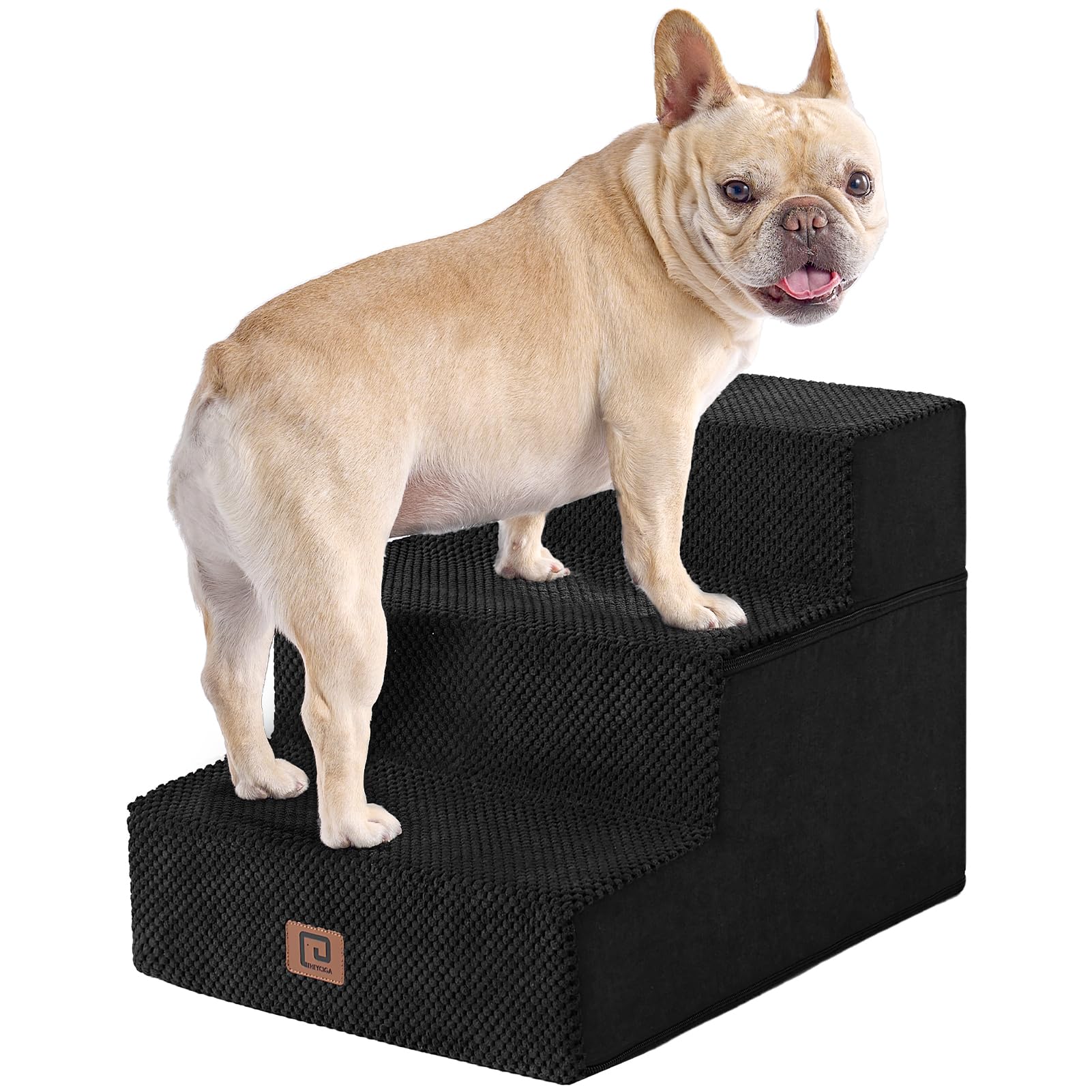 EHEYCIGA 3-step dog stairs beside sofa for easy climb and comfort