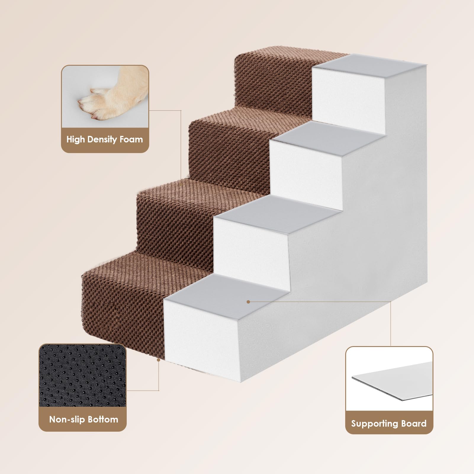EHEYCIGA dog stairs 3-step compact setup for low furniture access