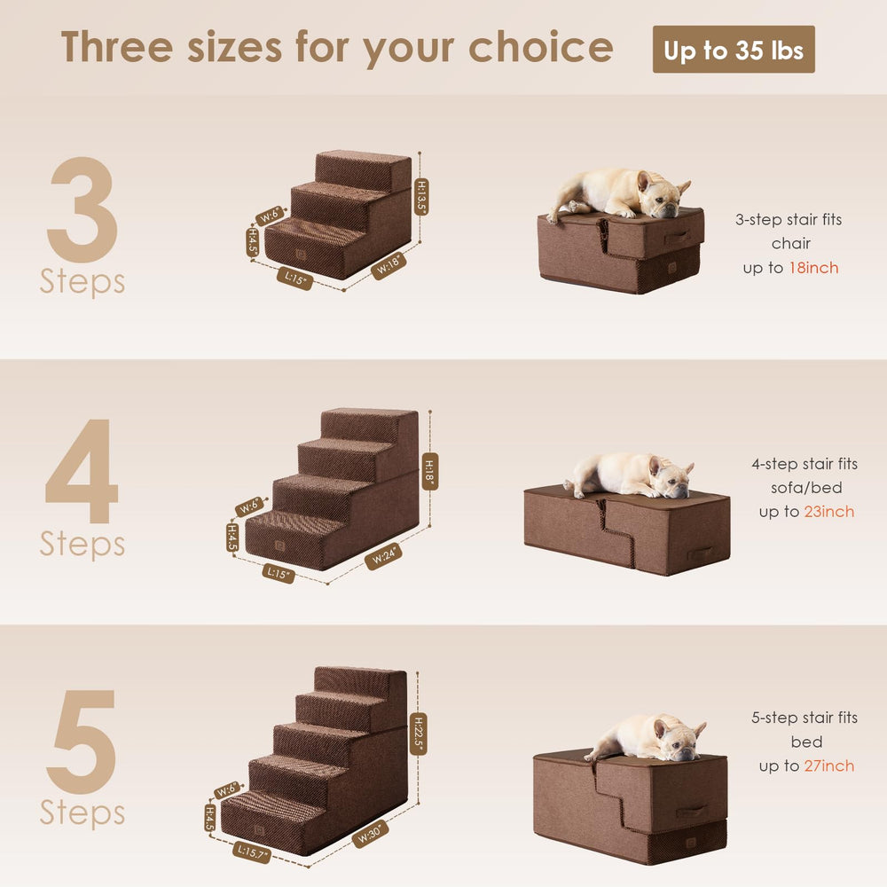 EHEYCIGA dog stairs 4-step enabling higher bed access with secure footing