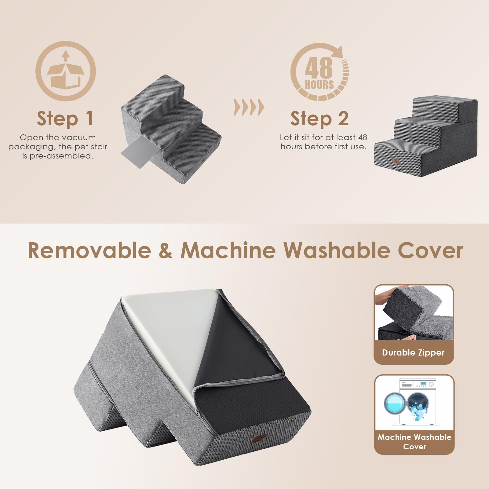 EHEYCIGA dog stairs bed-edge setup enables easy bed access.