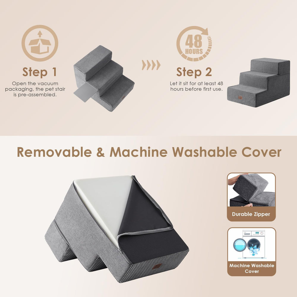 EHEYCIGA dog stairs bed-edge setup enables easy bed access.