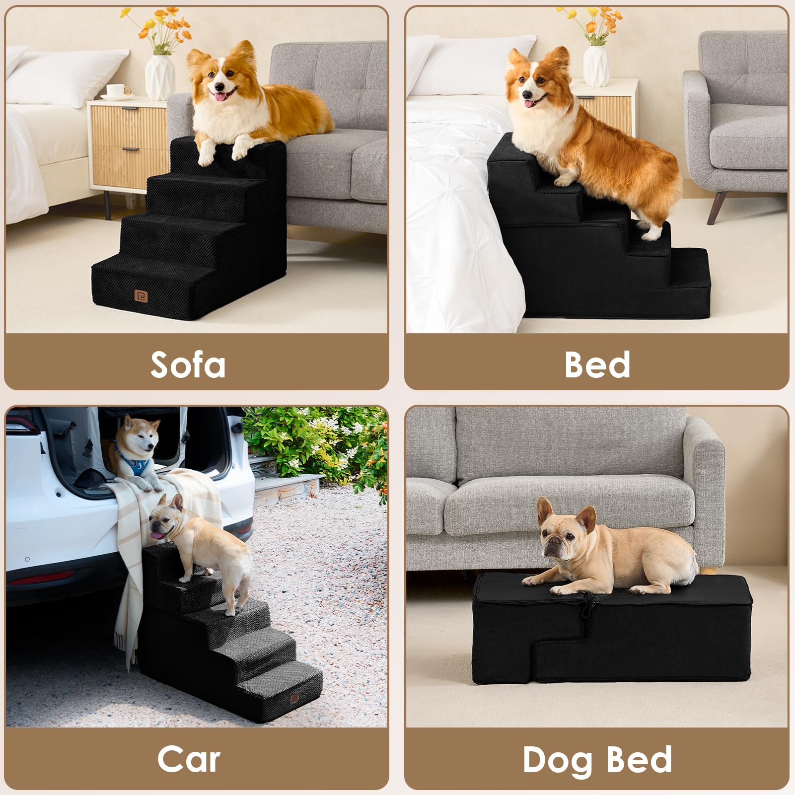 EHEYCIGA compact storage dog stairs folded flat for small spaces