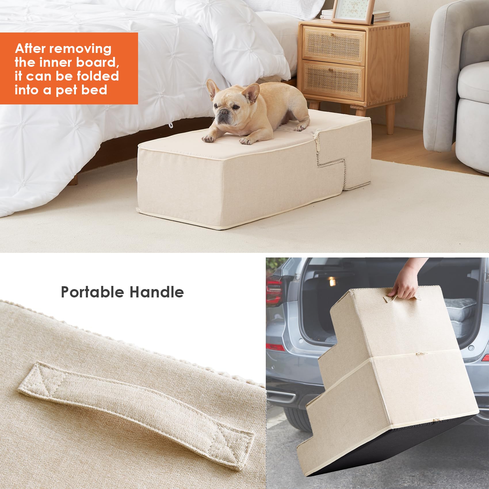 EHEYCIGA dog stairs eco-friendly board undercarriage enhances stability during climbs.