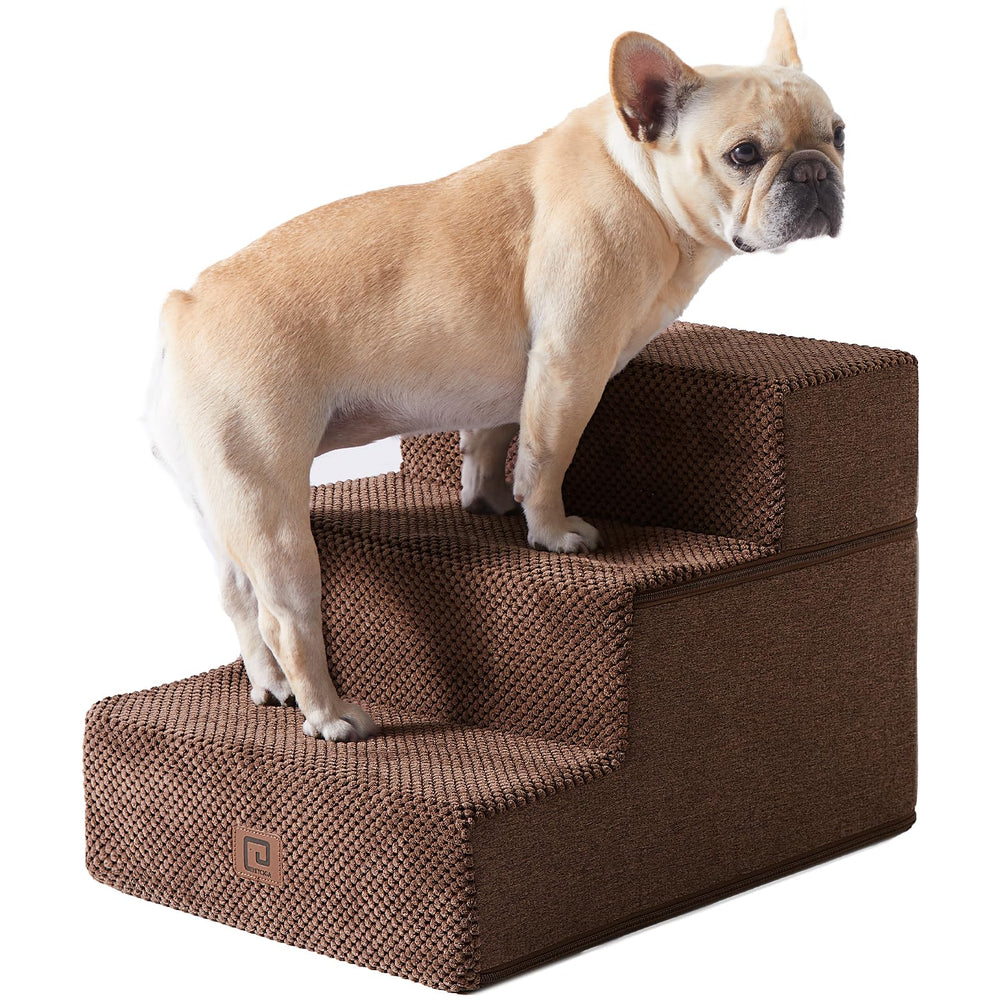 EHEYCIGA dog stairs beside a sofa edge for easier pet access.