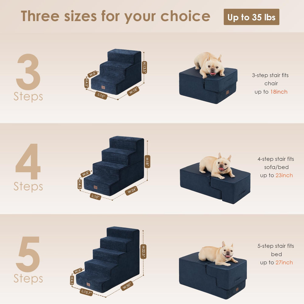 EHEYCIGA dog stairs five-step provides stable ascent for higher beds up to 27 inches