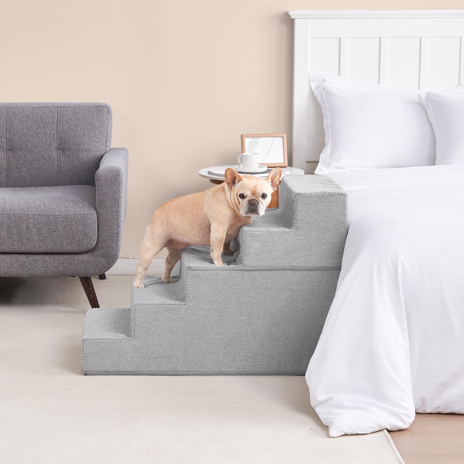 EHEYCIGA dog stairs foam-30d-detail captures dense comfort and supportive foam construction.