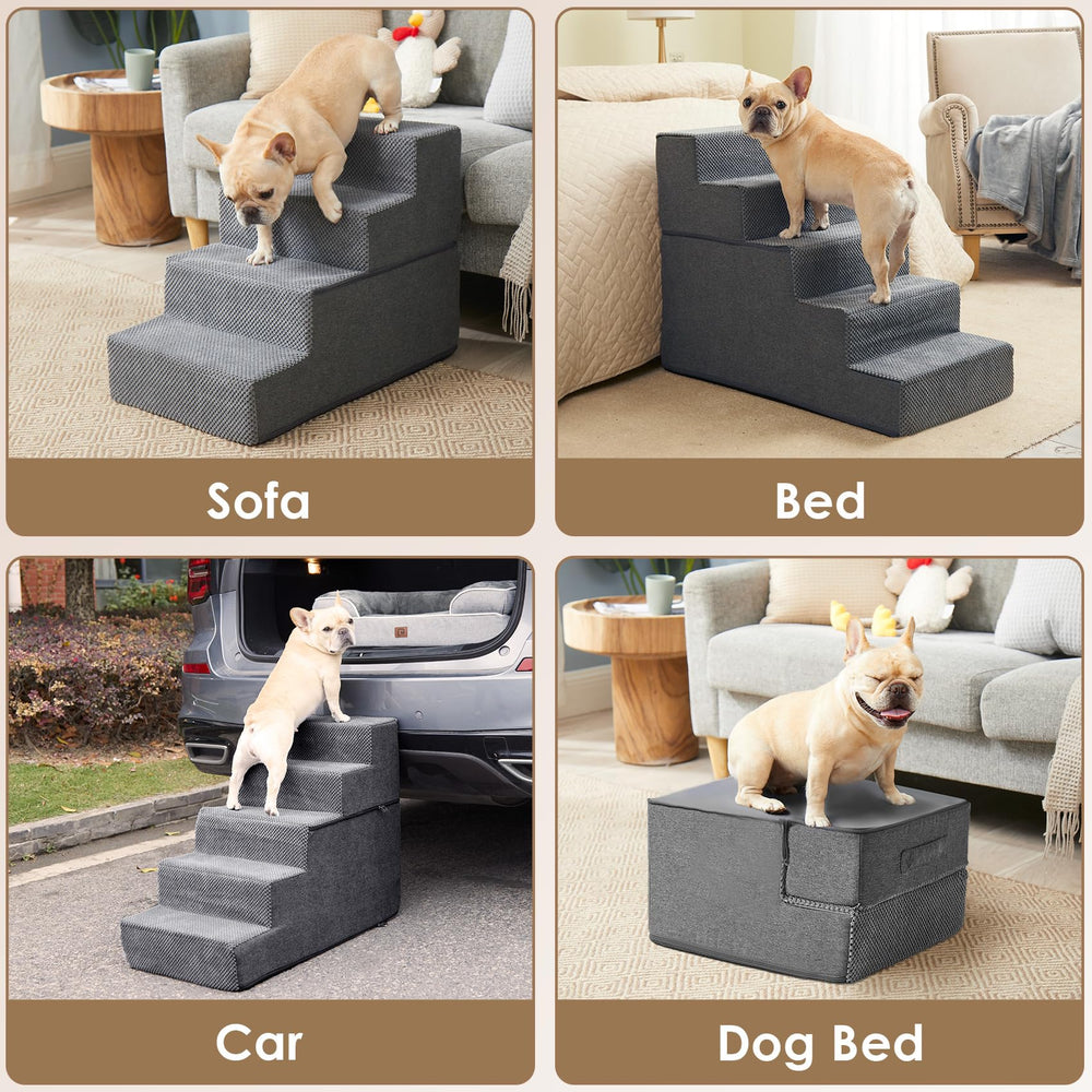EHEYCIGA dog stairs foam-expansion after unpacking shows quick setup