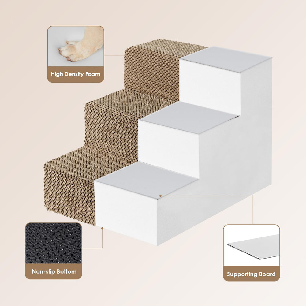 EHEYCIGA dog stairs folded-bed mode demonstrates easy storage and cozy dog bed option.