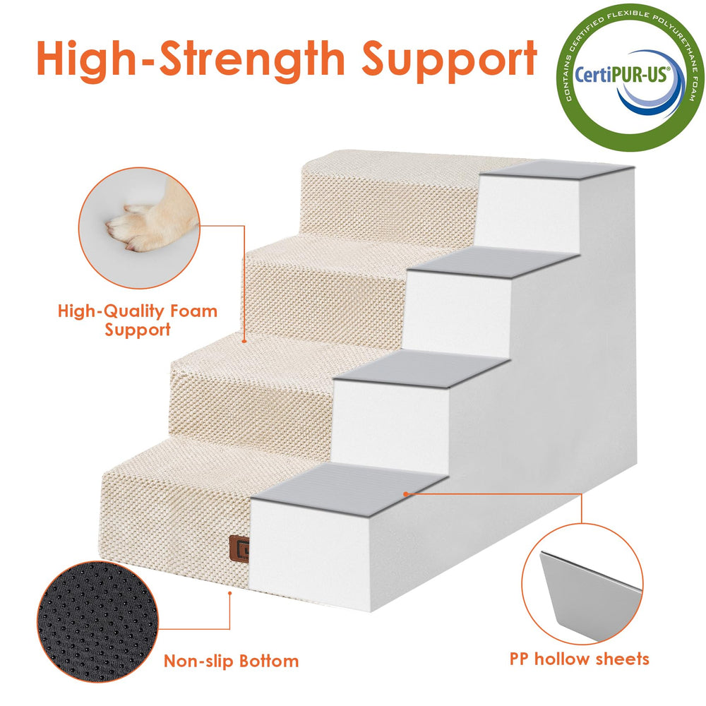 EHEYCIGA dog stairs folded into compact bed mode for easy storage.
