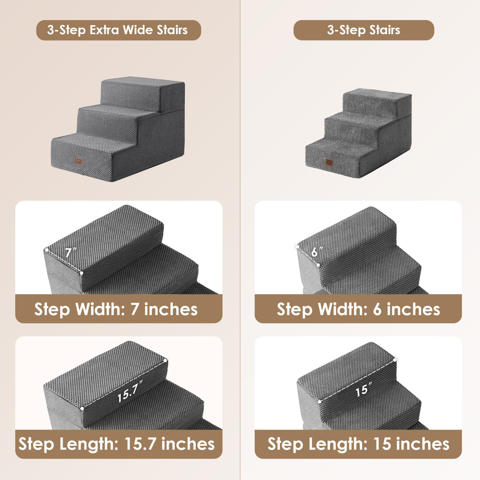 EHEYCIGA dog stairs front view with wide steps for small pets.