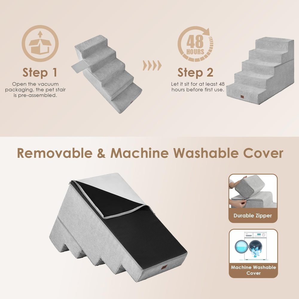 EHEYCIGA dog stairs ideal-height-range highlights versatility for medium-height beds.