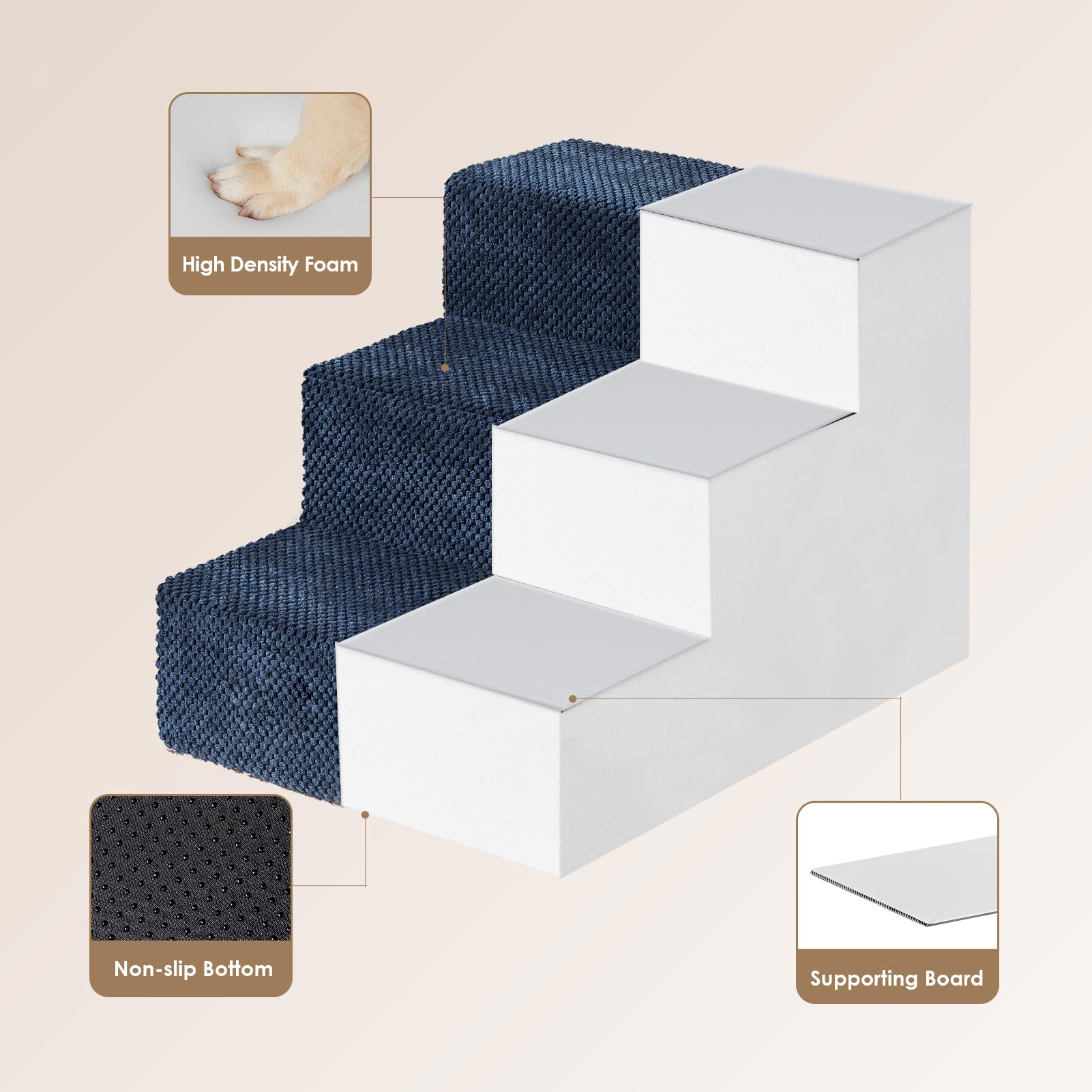 EHEYCIGA dog stairs navy foldable design makes storage easy.