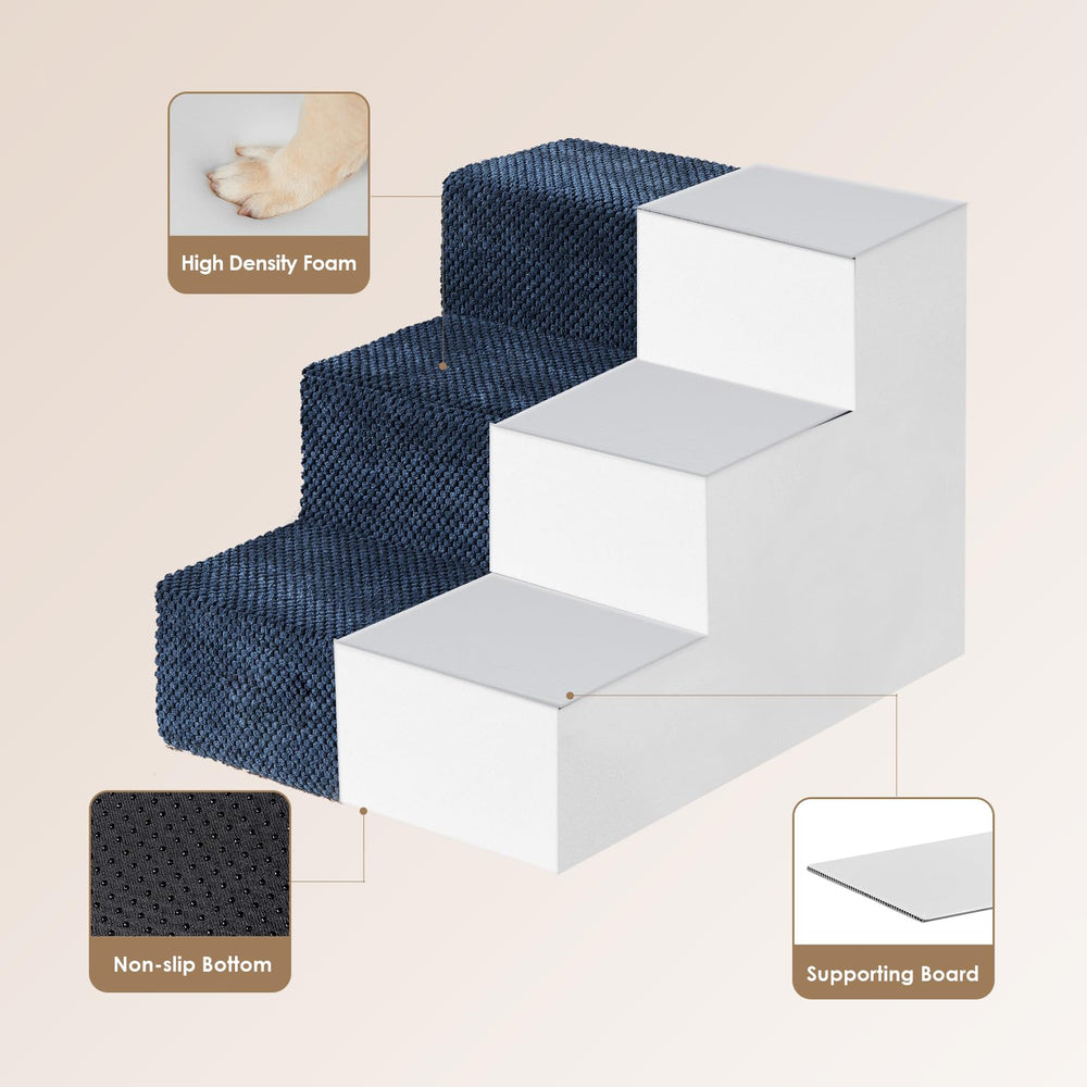 EHEYCIGA dog stairs navy foldable design makes storage easy.