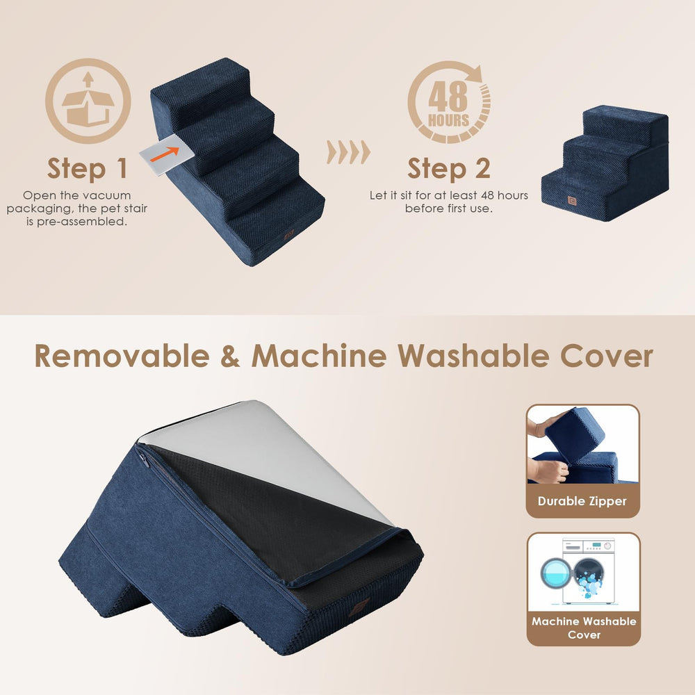EHEYCIGA dog stairs non-slip base provides steady grip.