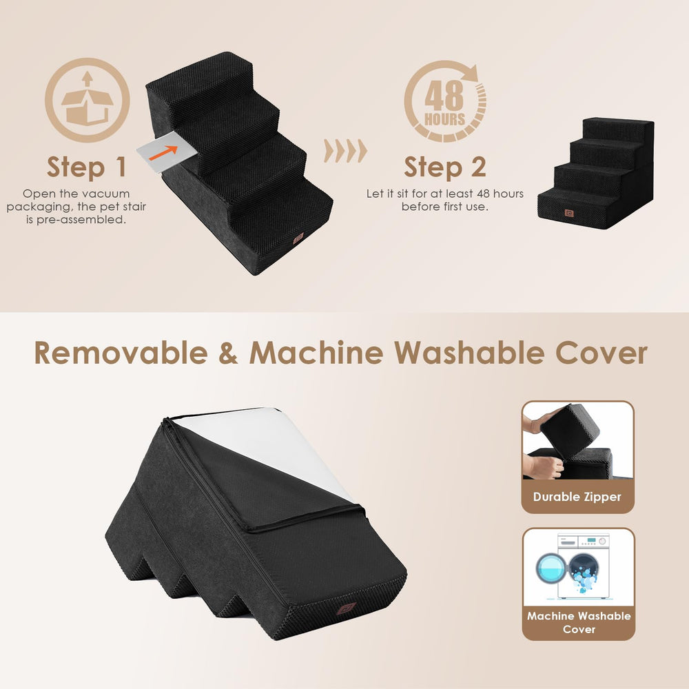 EHEYCIGA dog stairs non-slip feet keep steps steady on hardwood floors.